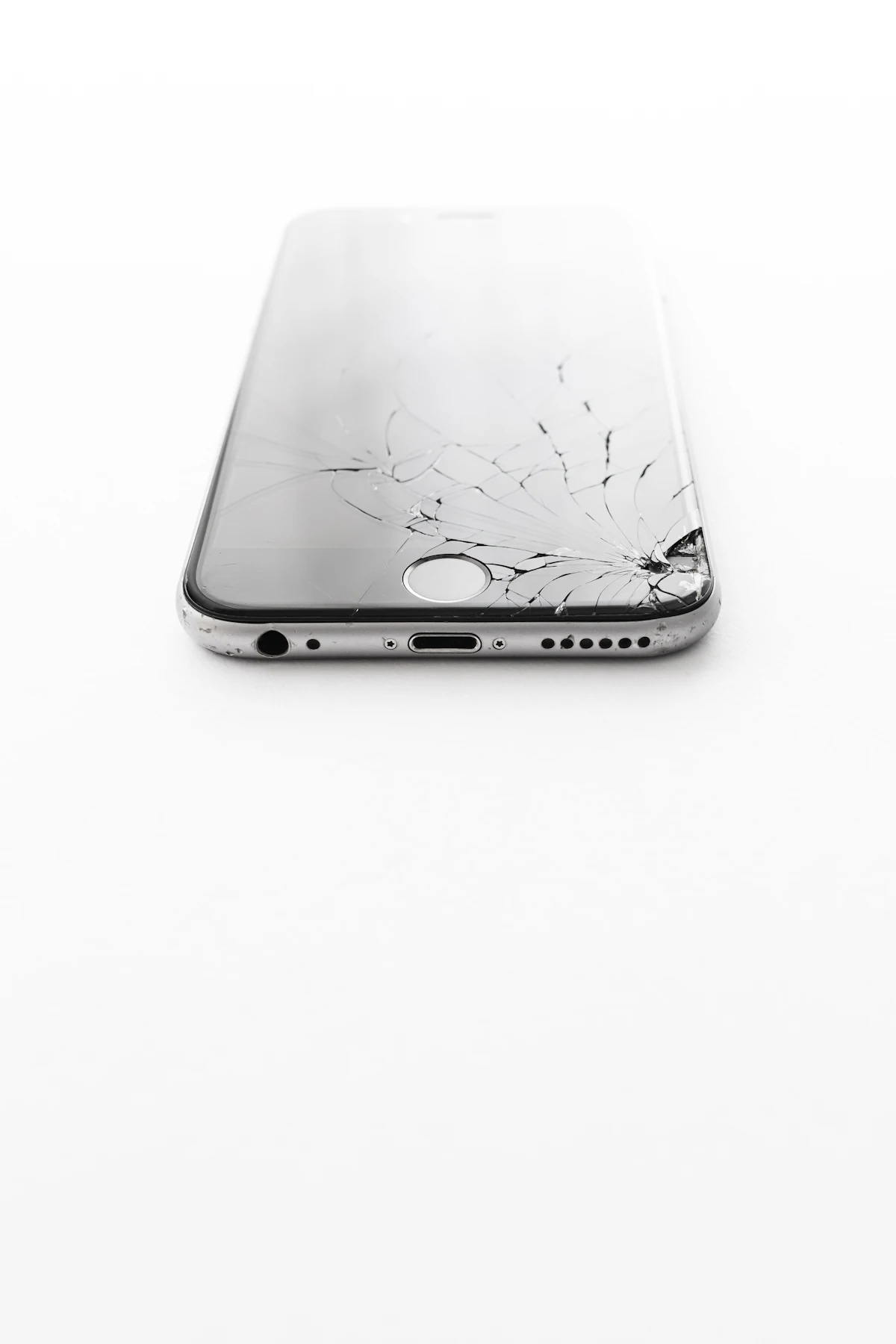 Smartphone with a cracked glass screen
